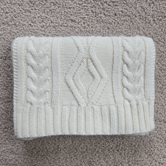 Accessories - Ivory Cable Knit Wool Scarf